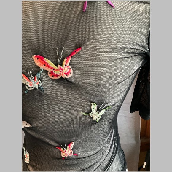 Sheer Vivienne Tam Butterfly Print top ASO Rochelle in The Craft - Picture 4 of 5